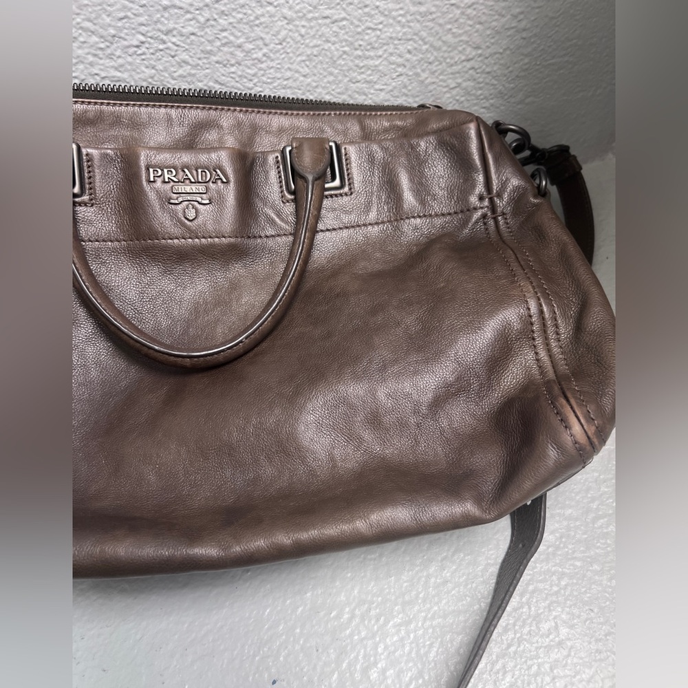Prada Dark Brown Leather Crossbody Bag - calfskin - Picture 4 of 13